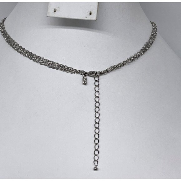 Rhinestone CROSS Pendant Silver-tone layered necklace Phoenix Jewelry - Picture 5 of 7